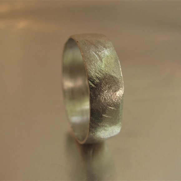 Wedding ring for men. 14k solid white gold ring. - Picture 3 of 12